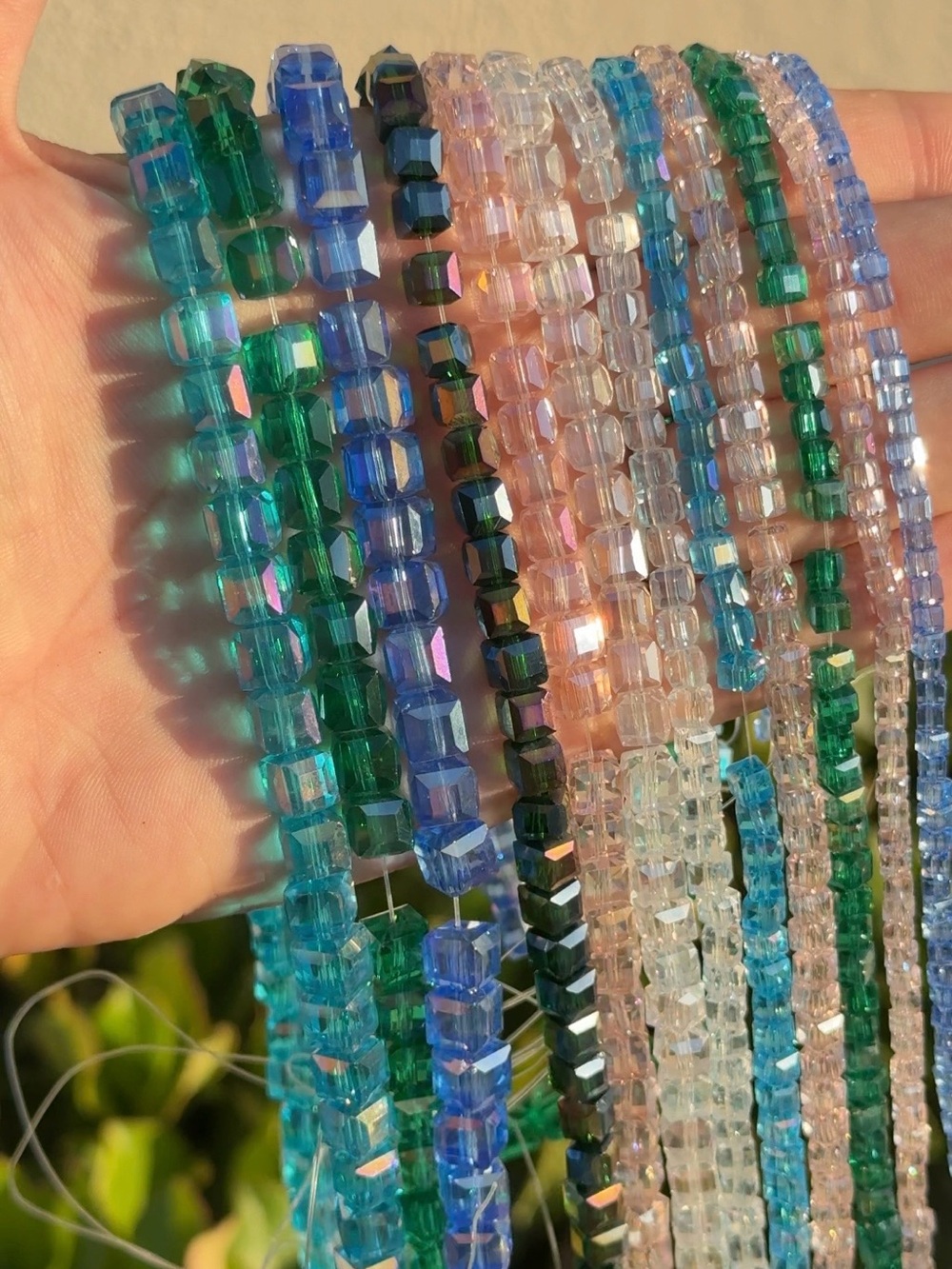Bulk lot 12 Square Cube AB Beads 95 Bead Strands - Picture 5 of 6